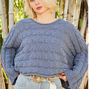 POL women’s wide/oversized Cable Knit Charcoal Gray Sweater size Large